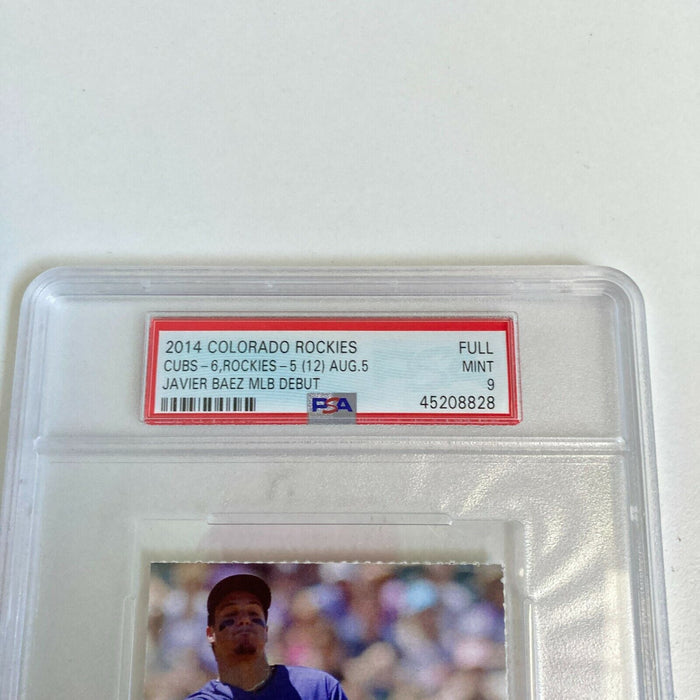 Javier Baez MLB Debut Full Ticket PSA 9 MINT August 5th, 2014 Chicago Cubs