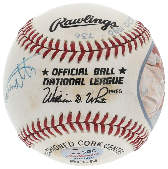 Pete Rose & Bart Giamatti Dual-Signed National League Baseball JSA COA