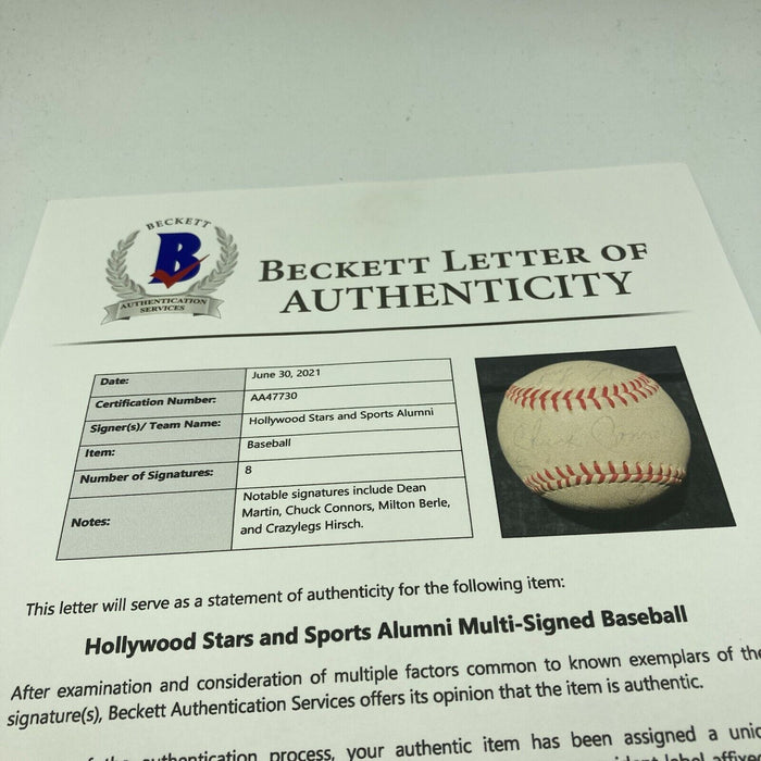 Milton Berle Dean Martin 1950's Hollywood Movie Stars Signed Baseball Beckett