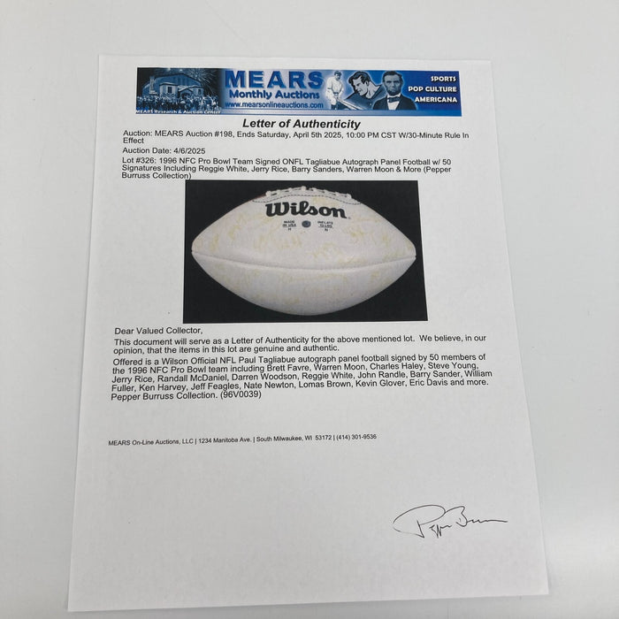 1996 Pro Bowl Team Signed Football 50 Sigs Reggie White Barry Sanders Favre