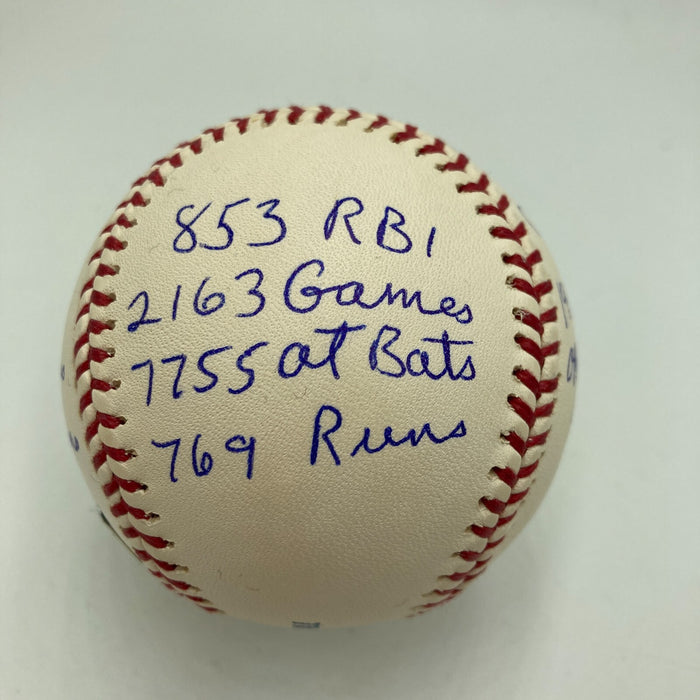Bill Mazeroski Signed Heavily Inscribed Career STAT Baseball Reggie Jackson COA
