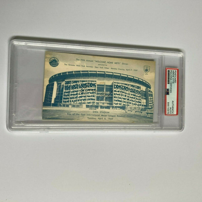 Amos Otis Signed 1969 New York Mets Welcome Home Shea Stadium Postcard PSA DNA