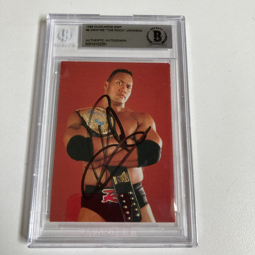 Dwayne Johnson  The Rock Signed 1998 Duocards WWF Wrestling Card BGS Authentic