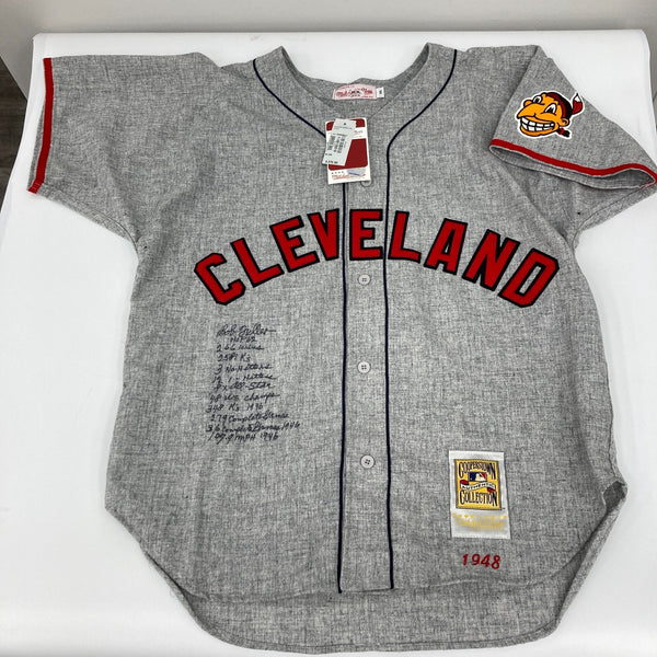 Bob Feller Signed Inscribed STATS Cleveland Indians Mitchell & Ness Jersey PSA