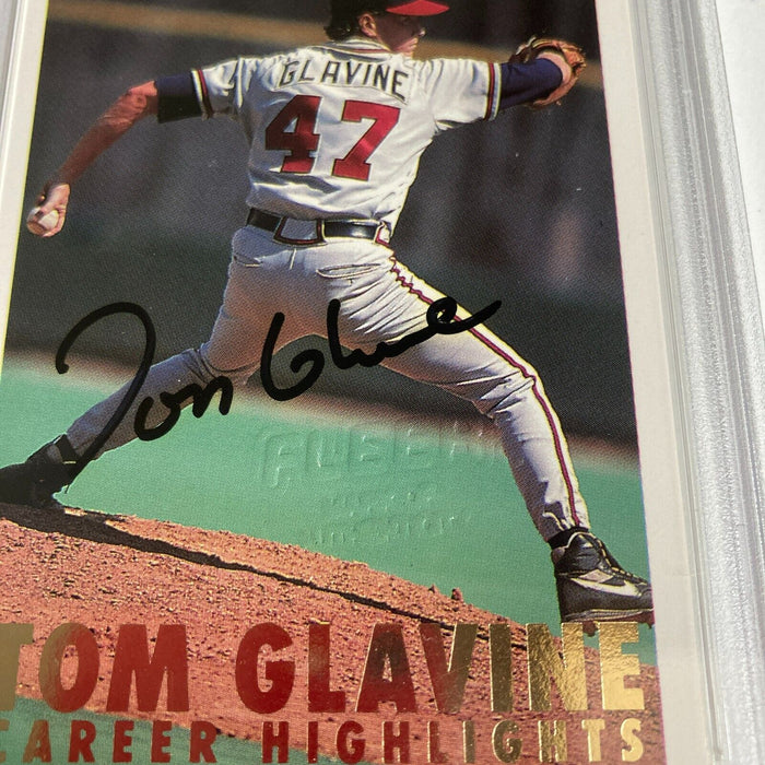1993 Fleer Tom Glavine Signed Promo Card With Fleer Stamp PSA DNA RARE