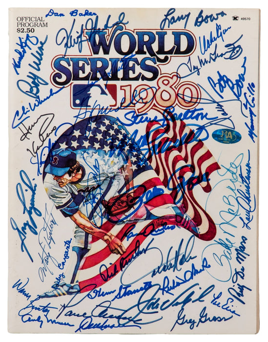 1980 Philadelphia Phillies Team Signed World Series Program 35 Sigs Beckett COA