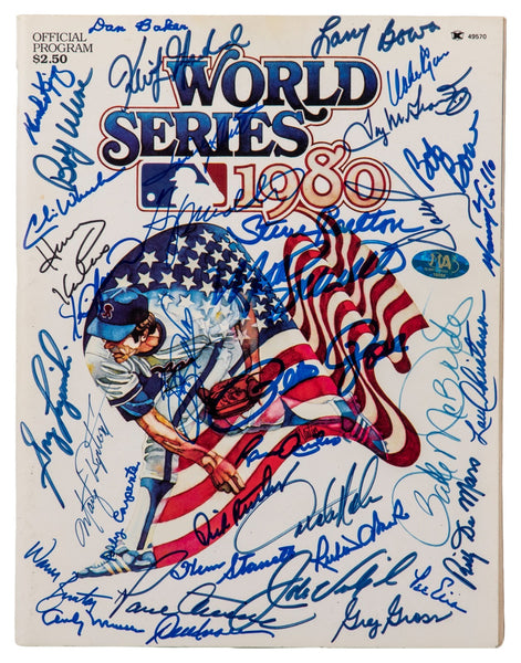 1980 Philadelphia Phillies Team Signed World Series Program 35 Sigs Beckett COA