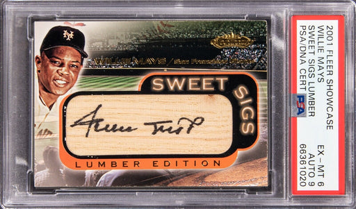 2001 Fleer Showcase Sweet Sigs Lumber Willie Mays Signed Bat Card PSA Auto 9