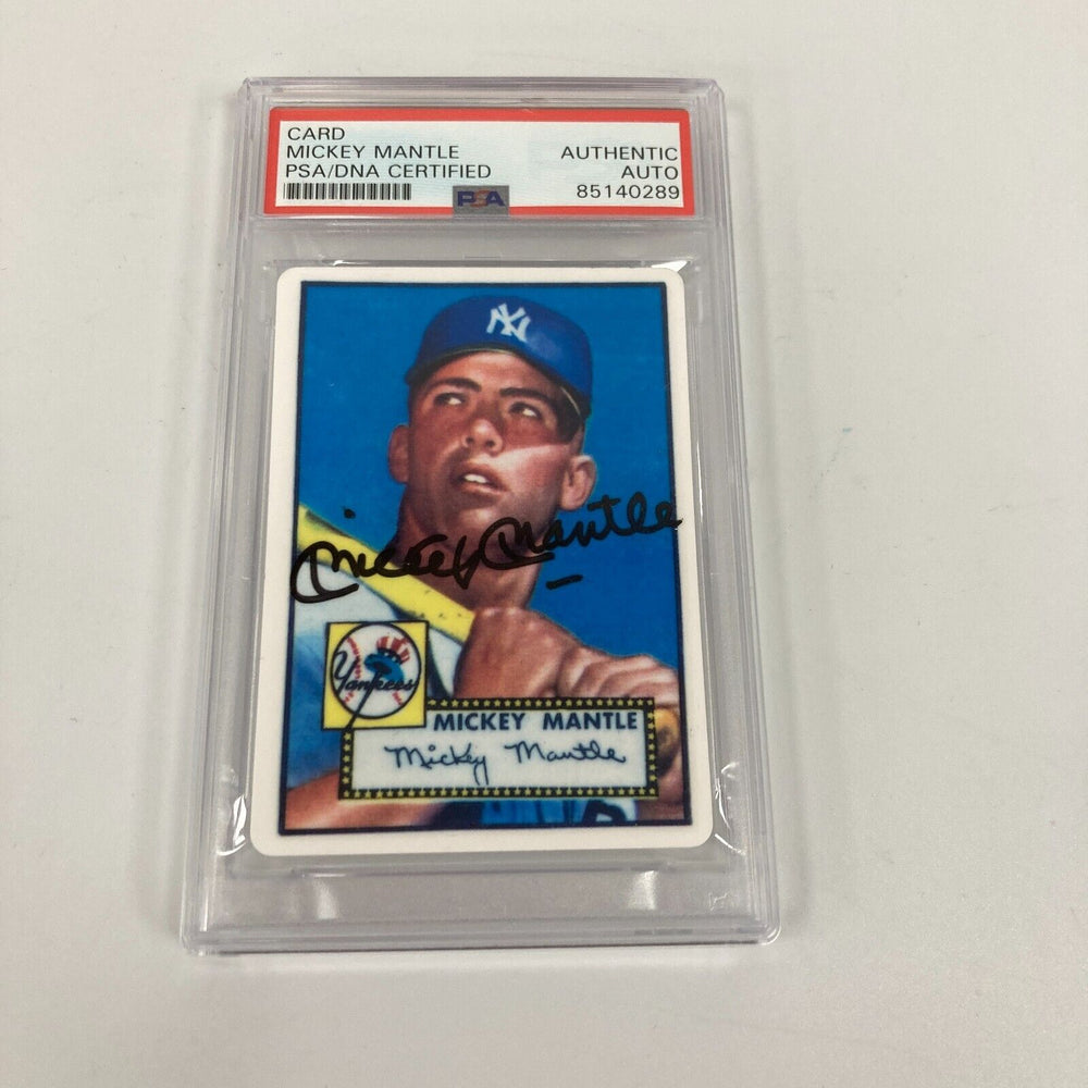 1952 Topps Mickey Mantle Signed Porcelain Baseball Card RC PSA DNA Certified