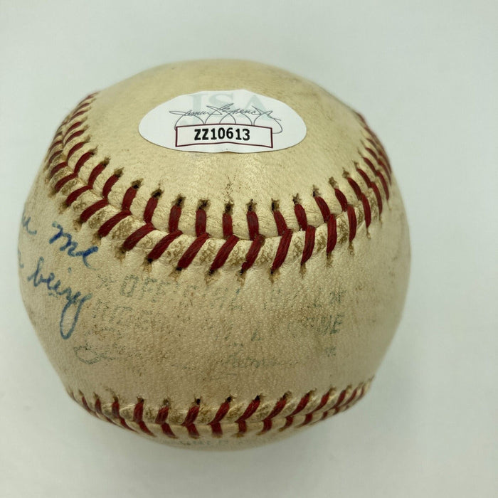 Gabby Hartnett Edd Roush Don Drysdale Signed Game Used Baseball From Bat Boy JSA