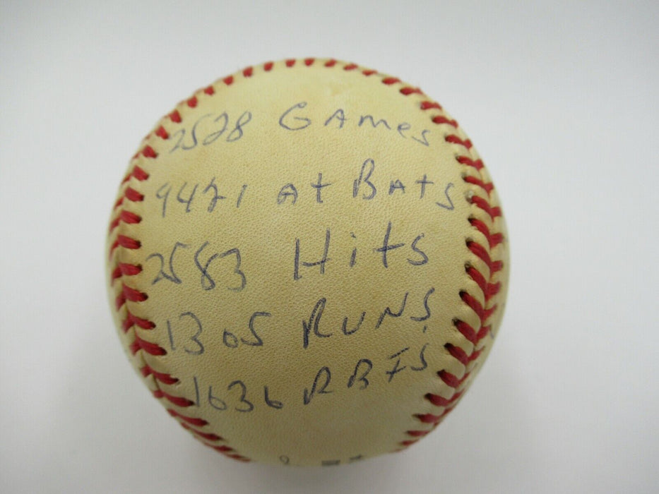 Ernie Banks Signed Heavily Inscribed Career STAT Baseball Reggie Jackson COA