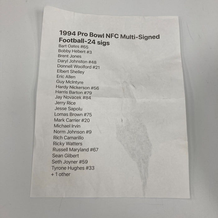 1994 Pro Bowl NFC Team Signed Official Wilson Football 24 Signatures
