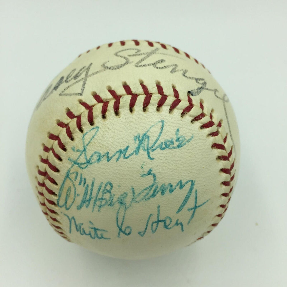 Jesse Haines & Earle Combs 1970 Hall Of Fame Induction Signed Baseball JSA COA