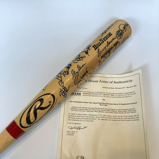 2001 Philadelphia Phillies Team Signed Baseball Bat 30 Sigs Scott Rolen JSA COA