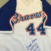 Hank Aaron HOF 82 755 Home Runs #44 Signed Heavily Inscribed Stat Jersey JSA