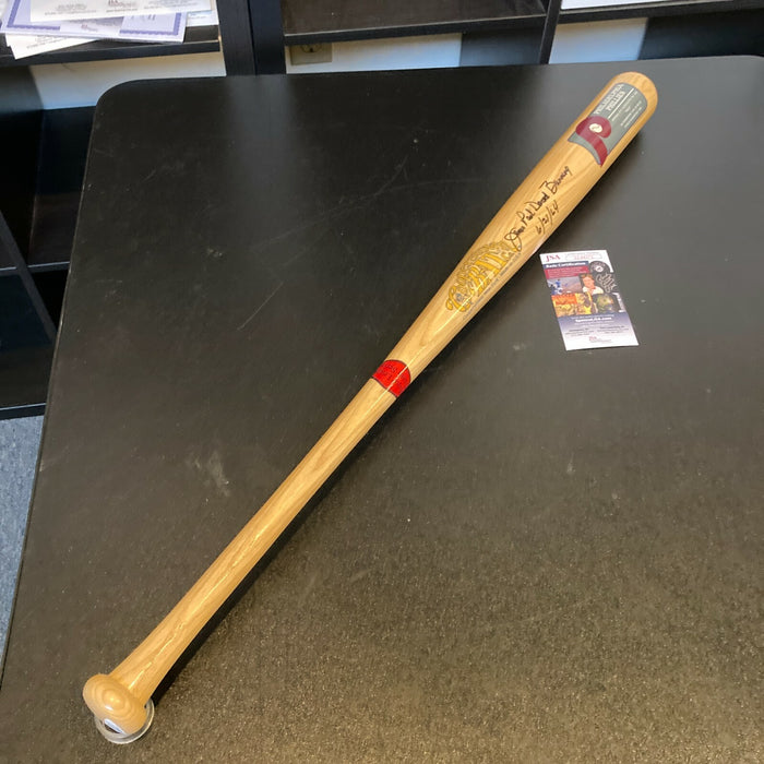 Jim James Paul David Bunning Full Name 6-21-1964 Signed Phillies Bat JSA COA