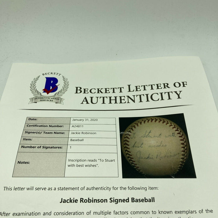 Jackie Robinson Single Signed Official National League Baseball Beckett COA