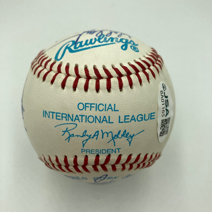 Derek Jeter Mariano Rivera Pre Rookie 1995 Columbus Clippers Signed Baseball JSA