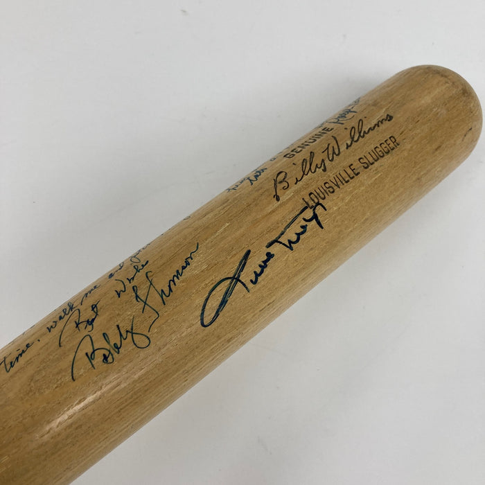 Willie Mays, Bobby Thomson & Ralph Branca Signed Baseball Bat JSA COA