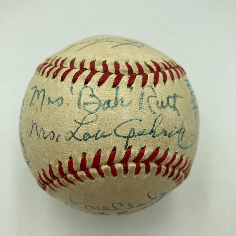 Mrs. Babe Ruth & Mrs. Lou Gehrig Yankees Legends Signed Baseball JSA COA
