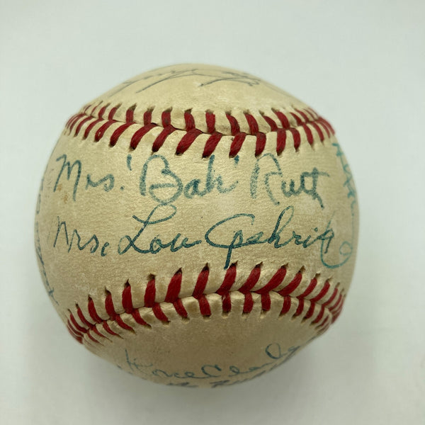 Mrs. Babe Ruth & Mrs. Lou Gehrig Yankees Legends Signed Baseball JSA COA