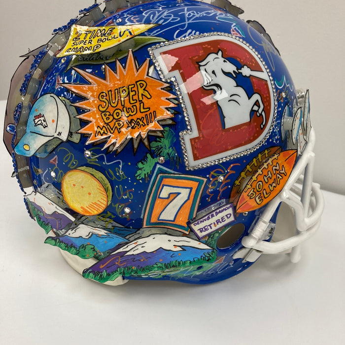 Beautiful John Elway Signed Charles Fazzino Pop Art Denver Broncos Helmet W/COA