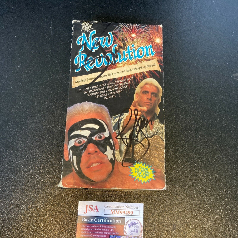 Ric Flair, Sting & Michael Hayes Signed Vintage Wrestling VHS Movie JSA COA