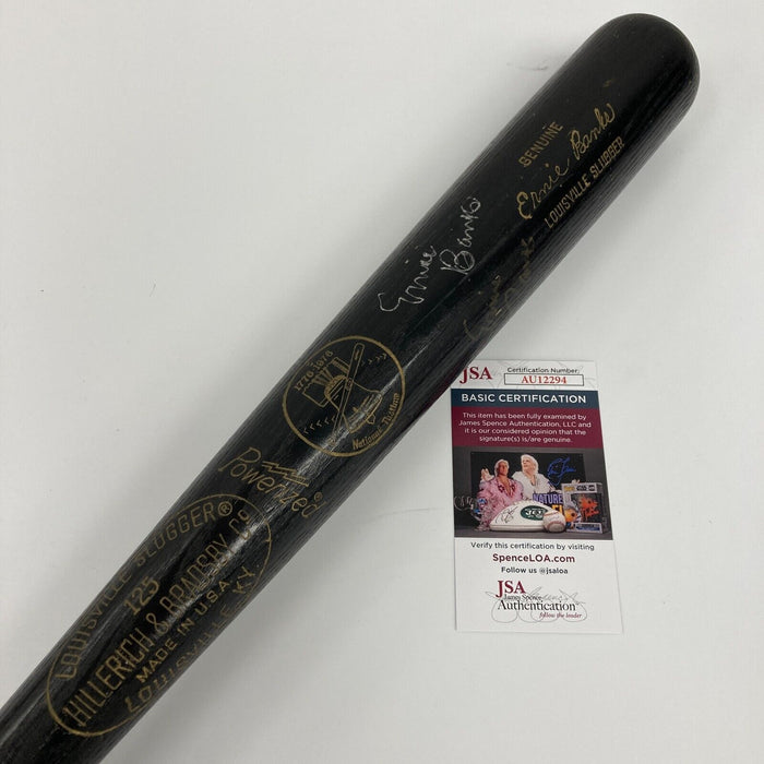 Ernie Banks Signed 1976 Louisville Slugger Bicentennial Game Baseball Bat JSA