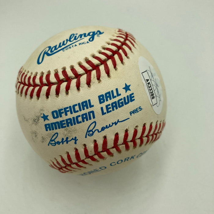 Whitey Ford Signed Official American League Baseball JSA Sticker