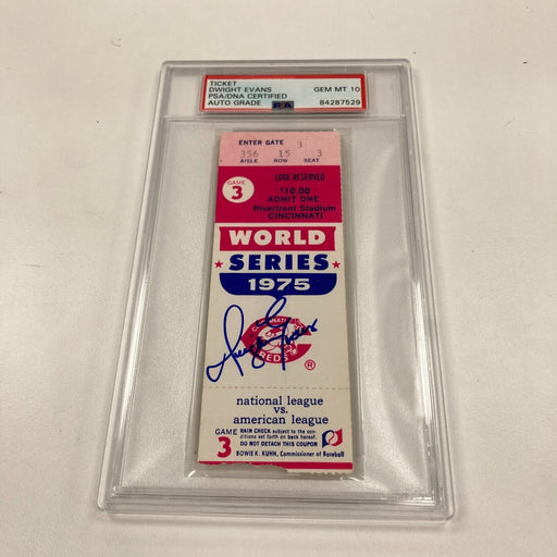 Dwight Evans Signed 1975 World Series Game 3 Ticket PSA DNA GEM MINT 10