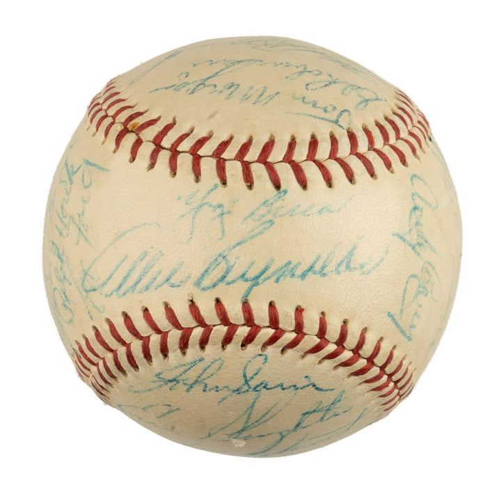 Beautiful 1954 New York Yankees Team Signed Baseball Mickey Mantle PSA DNA COA