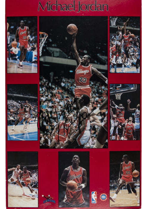 Michael Jordan Rookie Signed 1986 Fleer Starline Poster Huge Signature Beckett