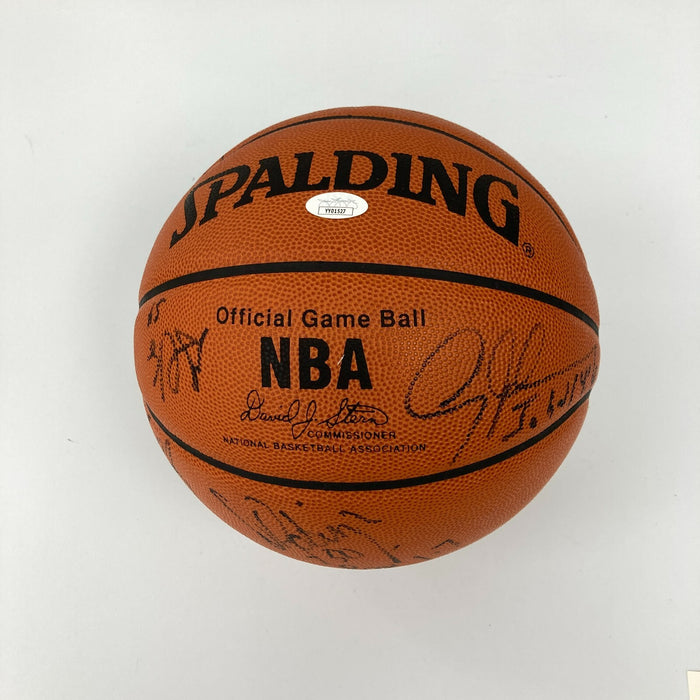 1998-99 San Antonio Spurs NBA Champs Team Signed Basketball Tim Duncan JSA COA