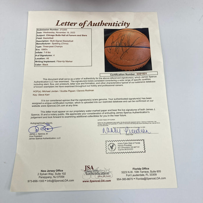 Michael Jordan Scottie Pippen & Dennis Rodman Official Game Basketball JSA COA