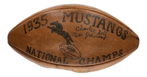 1935 SMU Mustangs National Champion Team Signed Football 40 Sigs Beckett COA