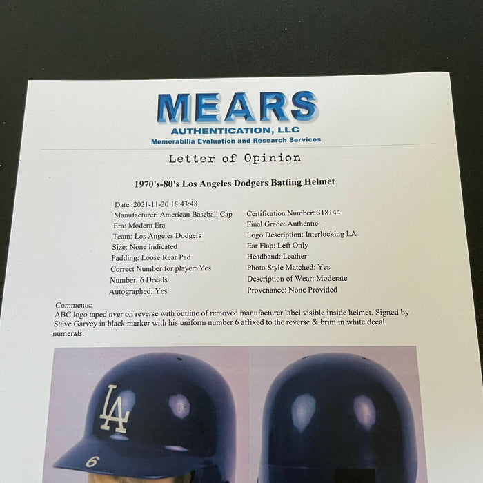 1970's Steve Garvey Signed Game Used Los Angeles Dodgers Helmet MEARS COA RARE