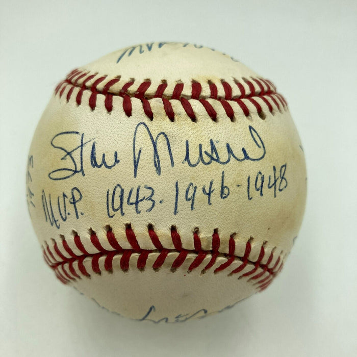 Willie Mays Stan Musial NL MVP Winners Signed Heavily Inscribed Baseball PSA DNA