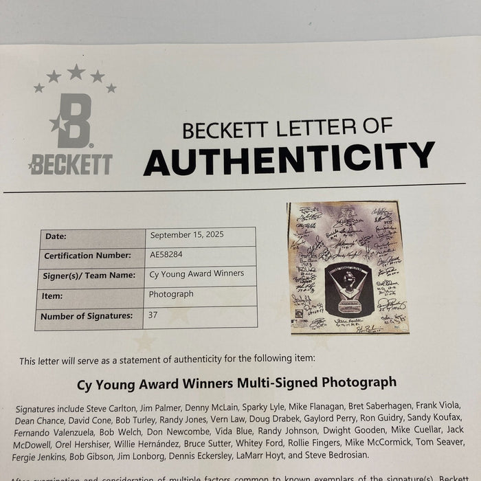 Beautiful Sandy Koufax Cy Young Winners Signed Huge 25x29 Photo 37 Sigs PSA JSA