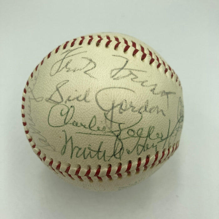 Pie Traynor Lefty Grove Joe Dimaggio Hall Of Fame Multi Signed Baseball JSA