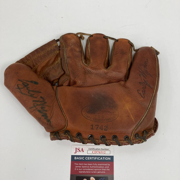 Early Wynn Signed Vintage 1940's Game Model Baseball Glove JSA COA