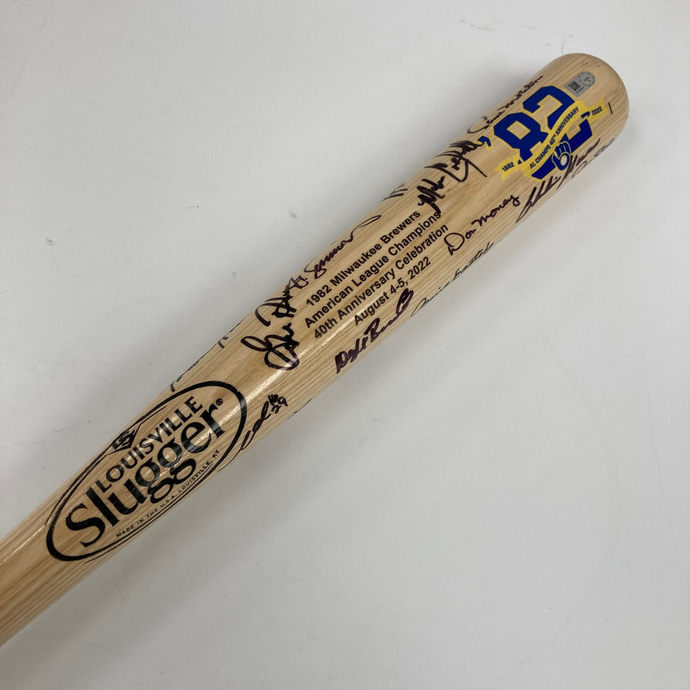 1982 Milwaukee Brewers American League Champs Team Signed Baseball Bat MLB Holo