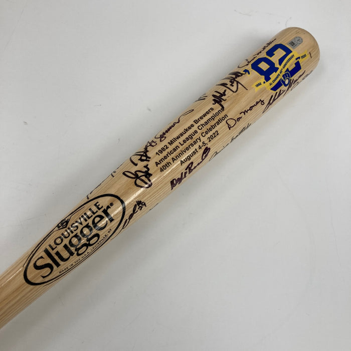 1982 Milwaukee Brewers American League Champs Team Signed Baseball Bat MLB Holo