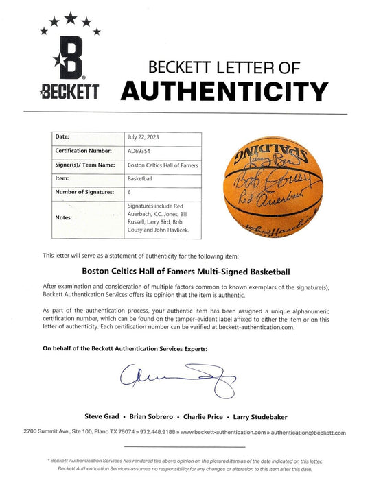 Bill Russell Larry Bird Boston Celtics Legends Signed Game Basketball Beckett