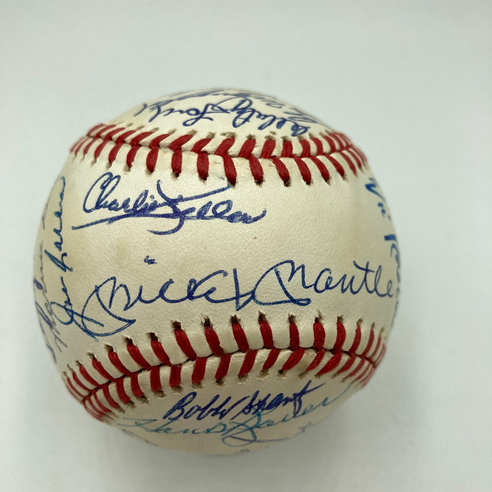 Mickey Mantle New York Yankees HOF Legends Multi Signed Baseball 28 Sigs JSA COA