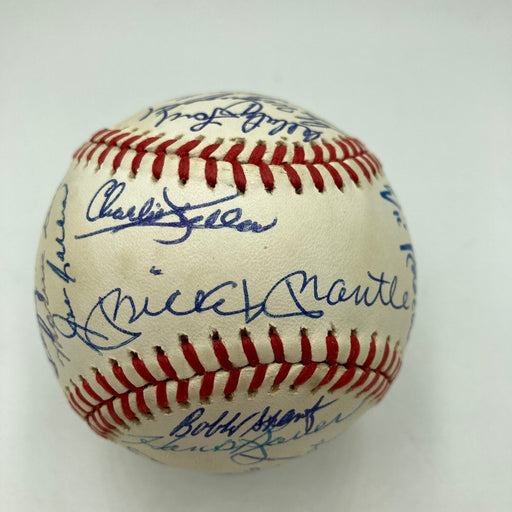 Mickey Mantle New York Yankees HOF Legends Multi Signed Baseball 28 Sigs JSA COA