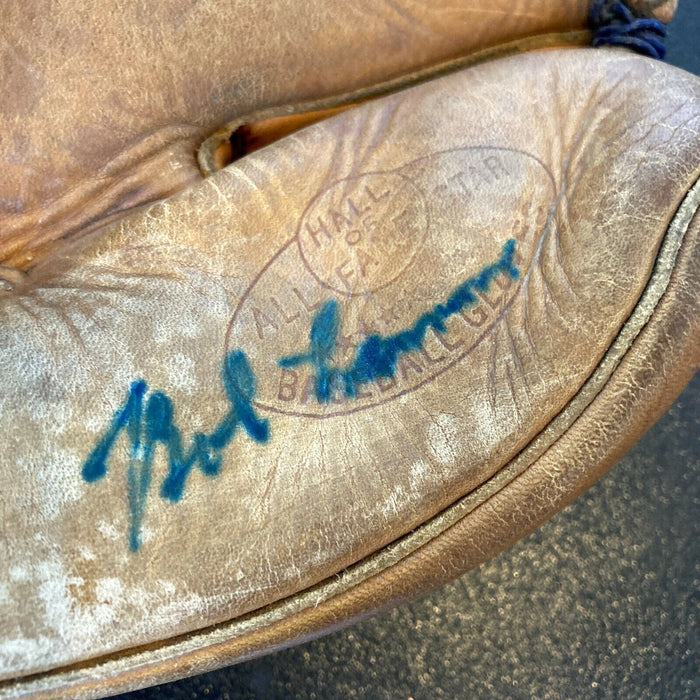 Bob Lemon Signed 1940's Game Model Baseball Glove With JSA COA