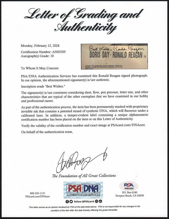 Ronald Regan Signed The Winning Team Lobby Card 10x13 Photo PSA DNA GEM MINT 10