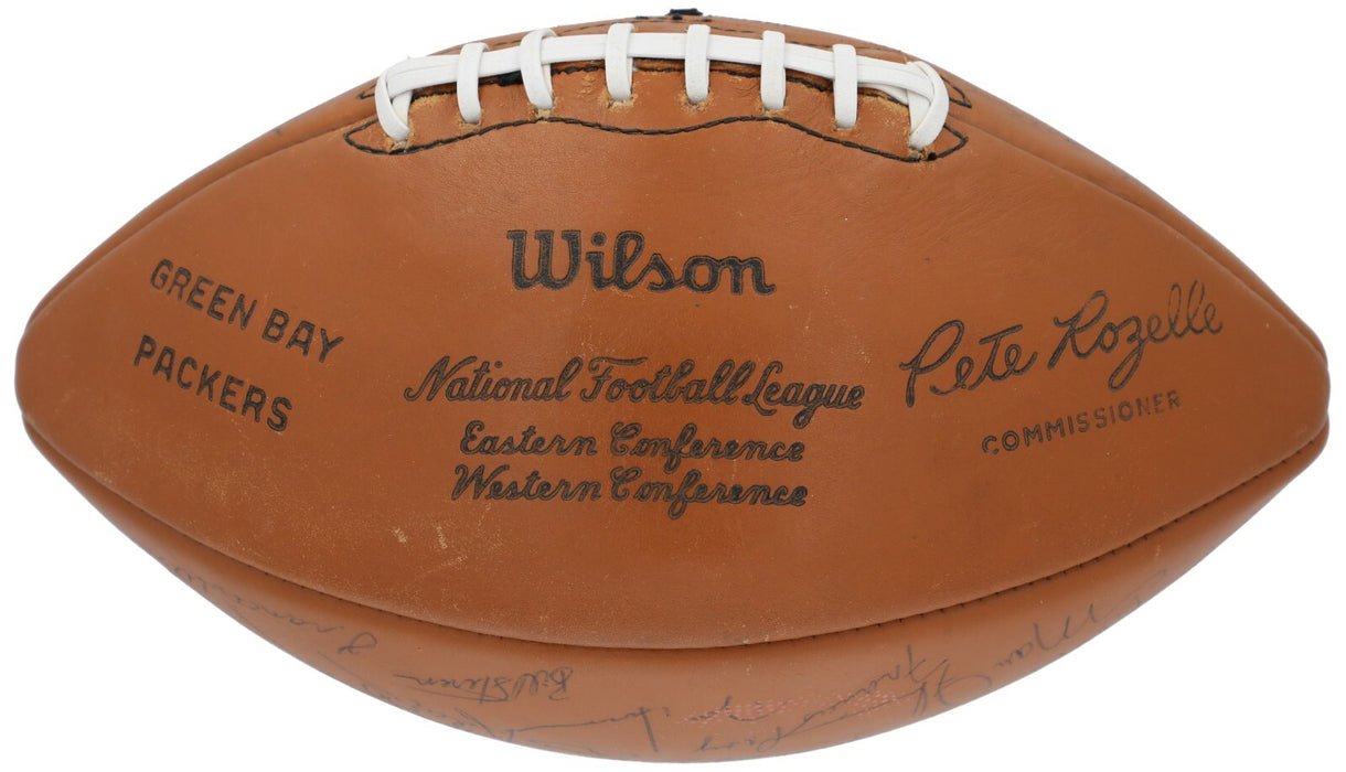 1969 Green Bay Packers Team Signed Football Bart Starr Nitschke 50 Sigs Beckett