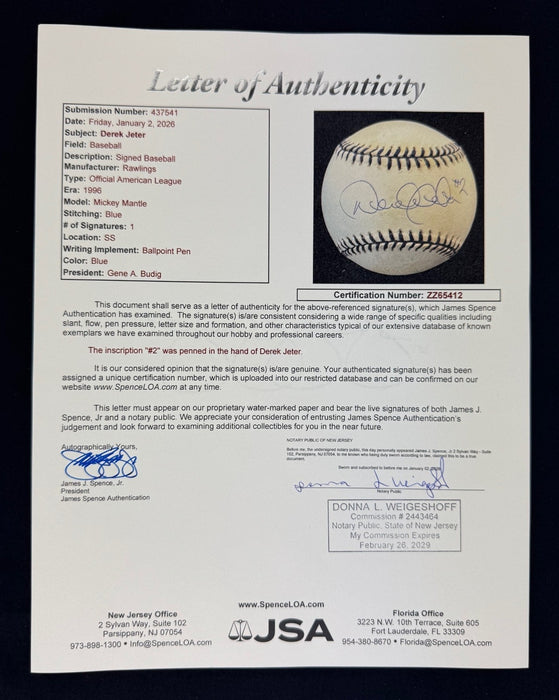 Derek Jeter Rookie Signed Charles Fazzino Hand Painted Pop Art Baseball JSA COA