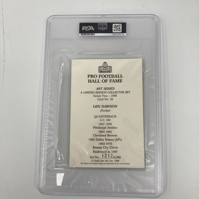 Len Dawson HOF Chiefs Signed Goal Line Art PSA DNA 10 GEM MINT Auto